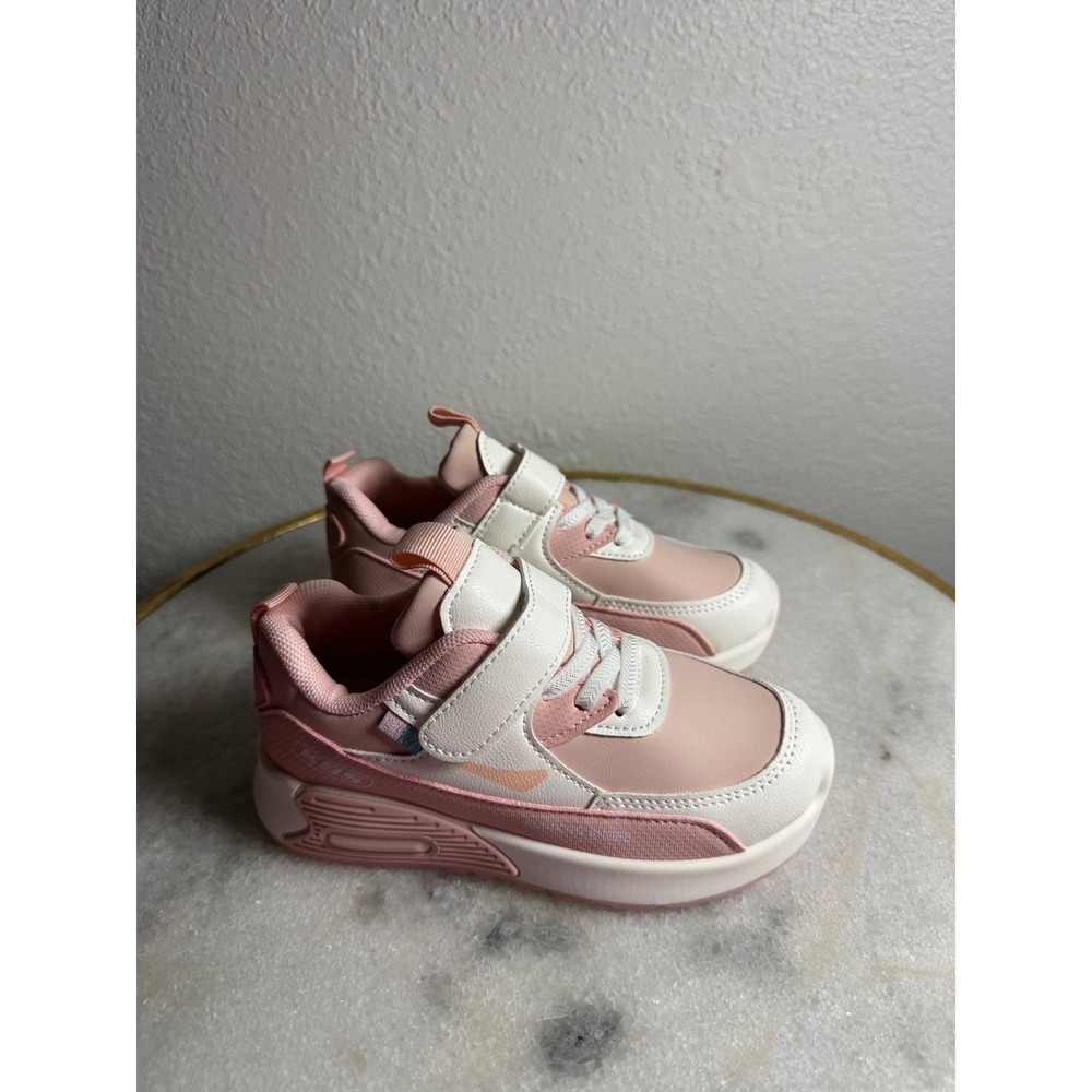 Kubixiong Kids Pink White Athletic‎ Sneakers Hook Loop Strap Trainers